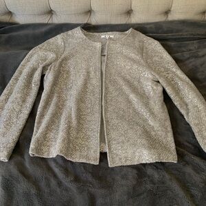 Silver Open-Front Cardigan Sweater